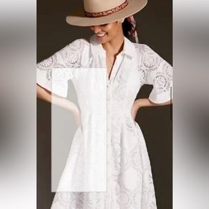 Anthropologie Maeve white eyelet midi dress size 6
